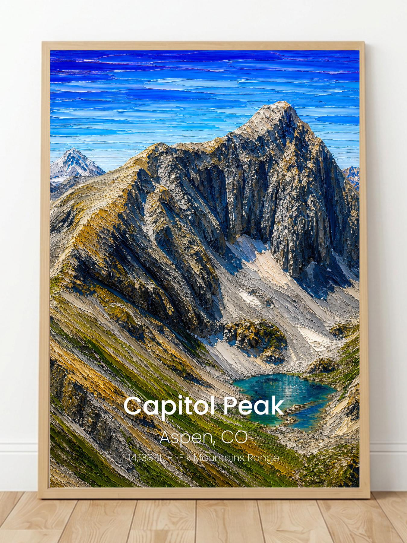Capitol Peak Colorado 14er Wall Art Print - Nature Inspired Travel Poster