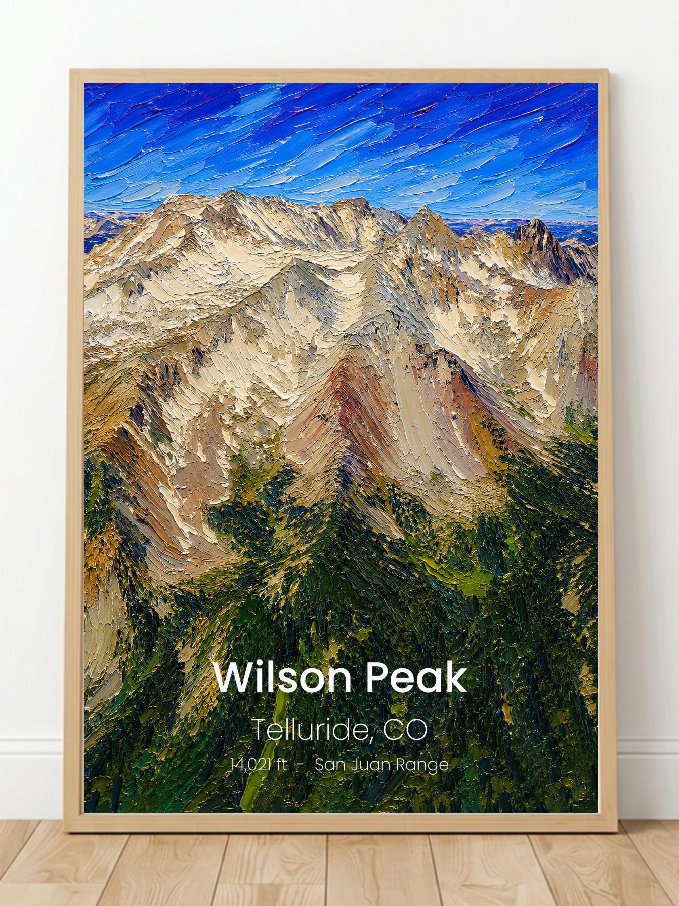 Wilson Peak Colorado 14er Wall Art Prints - Colorado Mountains Travel Poster