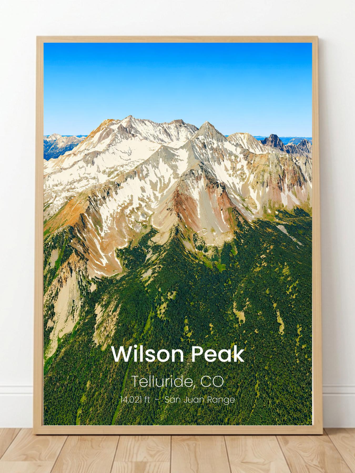 Wilson Peak Colorado 14er Wall Art Prints - Colorado Mountains Travel Poster