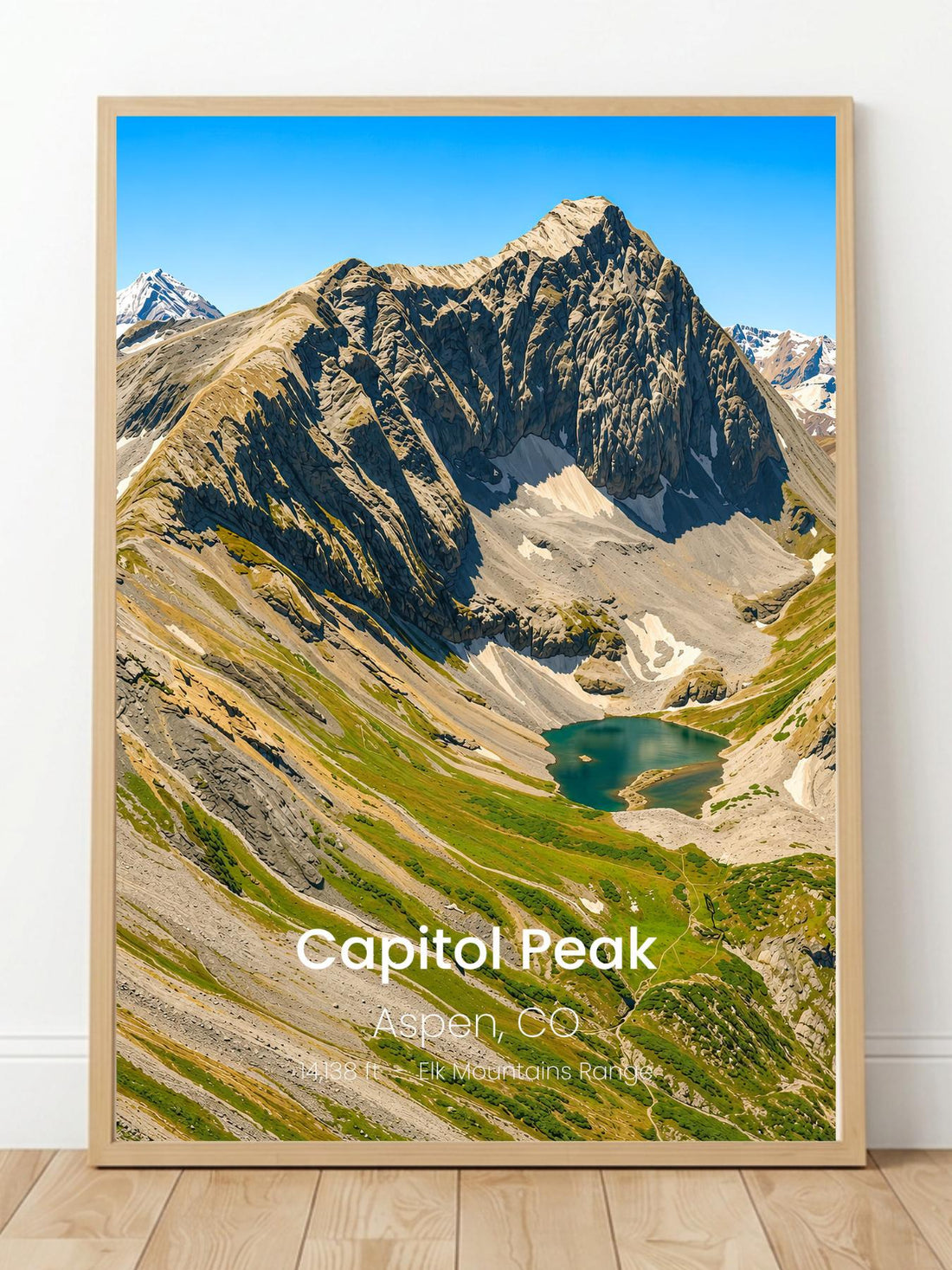 Capitol Peak Colorado 14er Wall Art Print - Nature Inspired Travel Poster