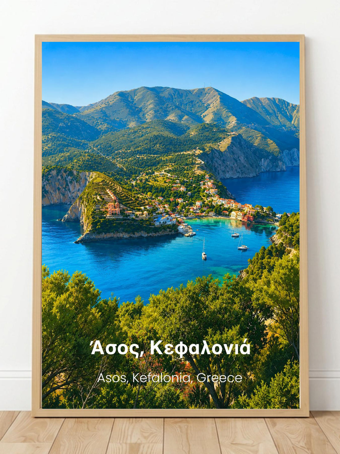 Asos Kefalonia Greece Wall Art Prints - Greek Island Travel Poster