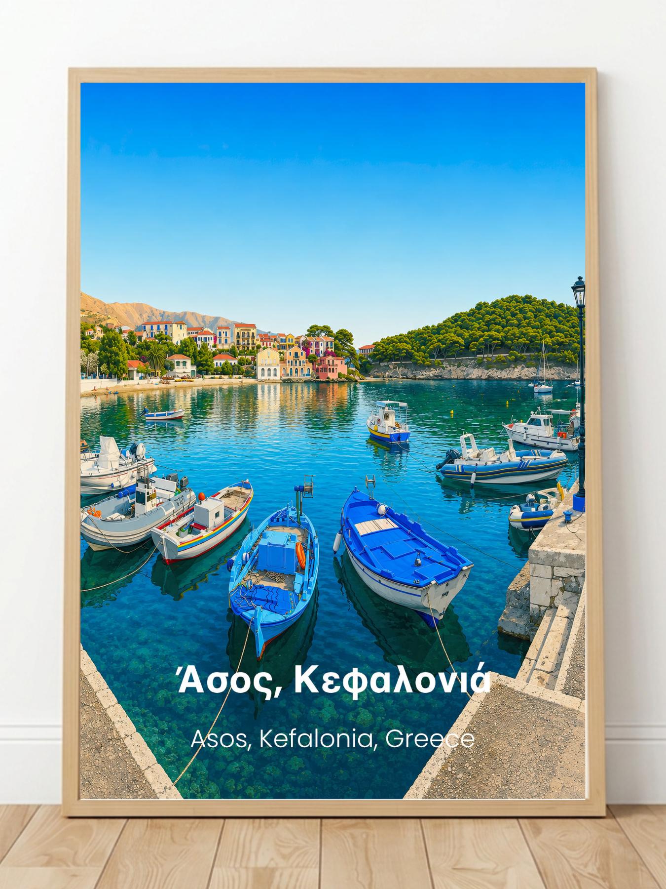 Asos Kefalonia Greece Wall Art Prints - Greek Island Travel Poster