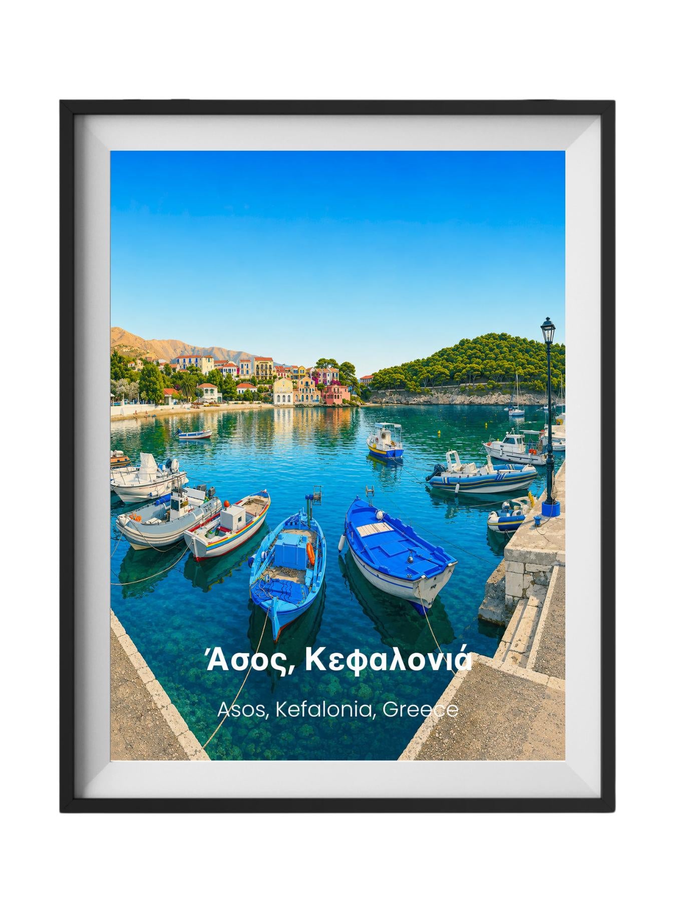 Asos Kefalonia Greece Wall Art Prints - Greek Island Travel Poster