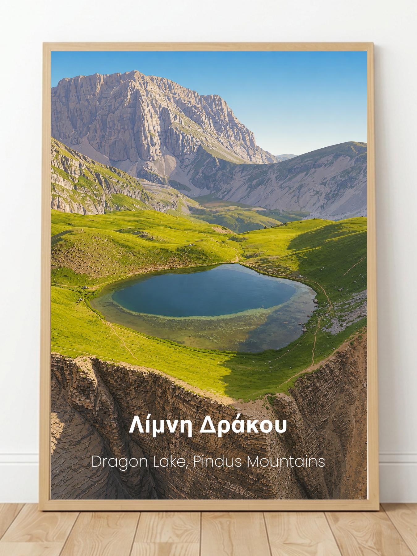 Dragon Lake "Drakolimni" Greece Wall Art Print - Pindus Mountains Travel Poster