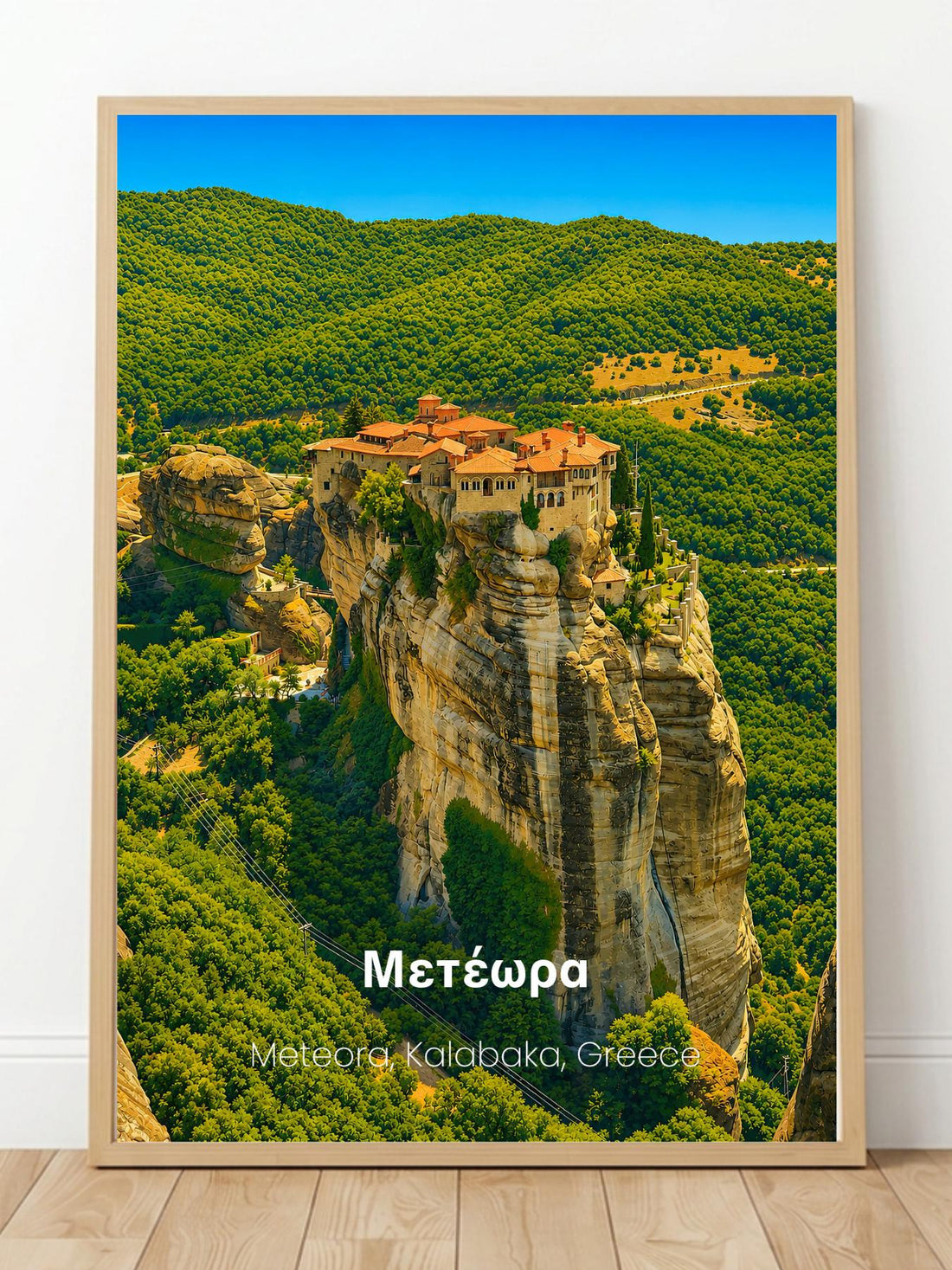 Meteora Kalabaka Greece Wall Art Print - UNESCO World Heritage Travel Poster
