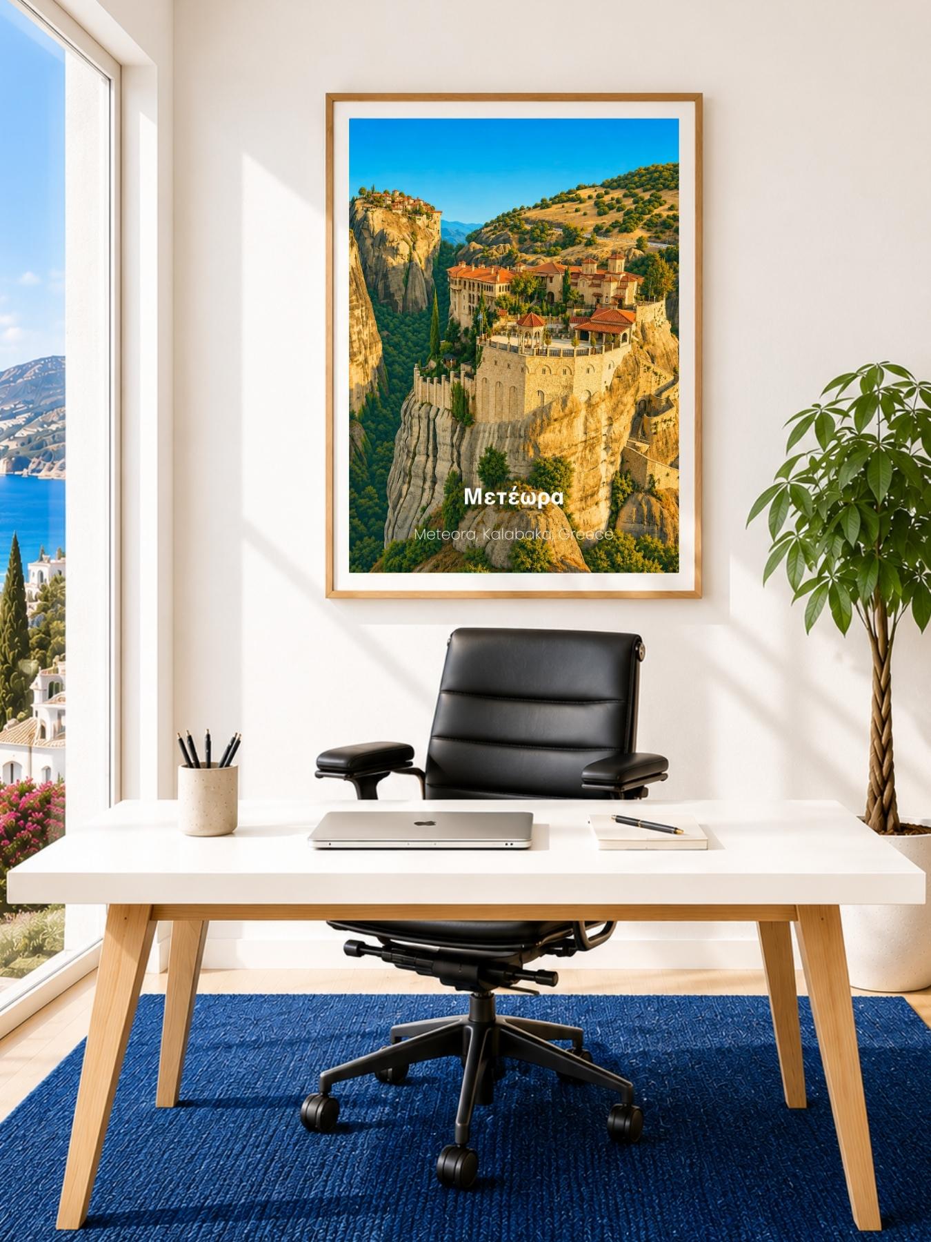 Meteora Kalabaka Greece Wall Art Print - UNESCO World Heritage Travel Poster