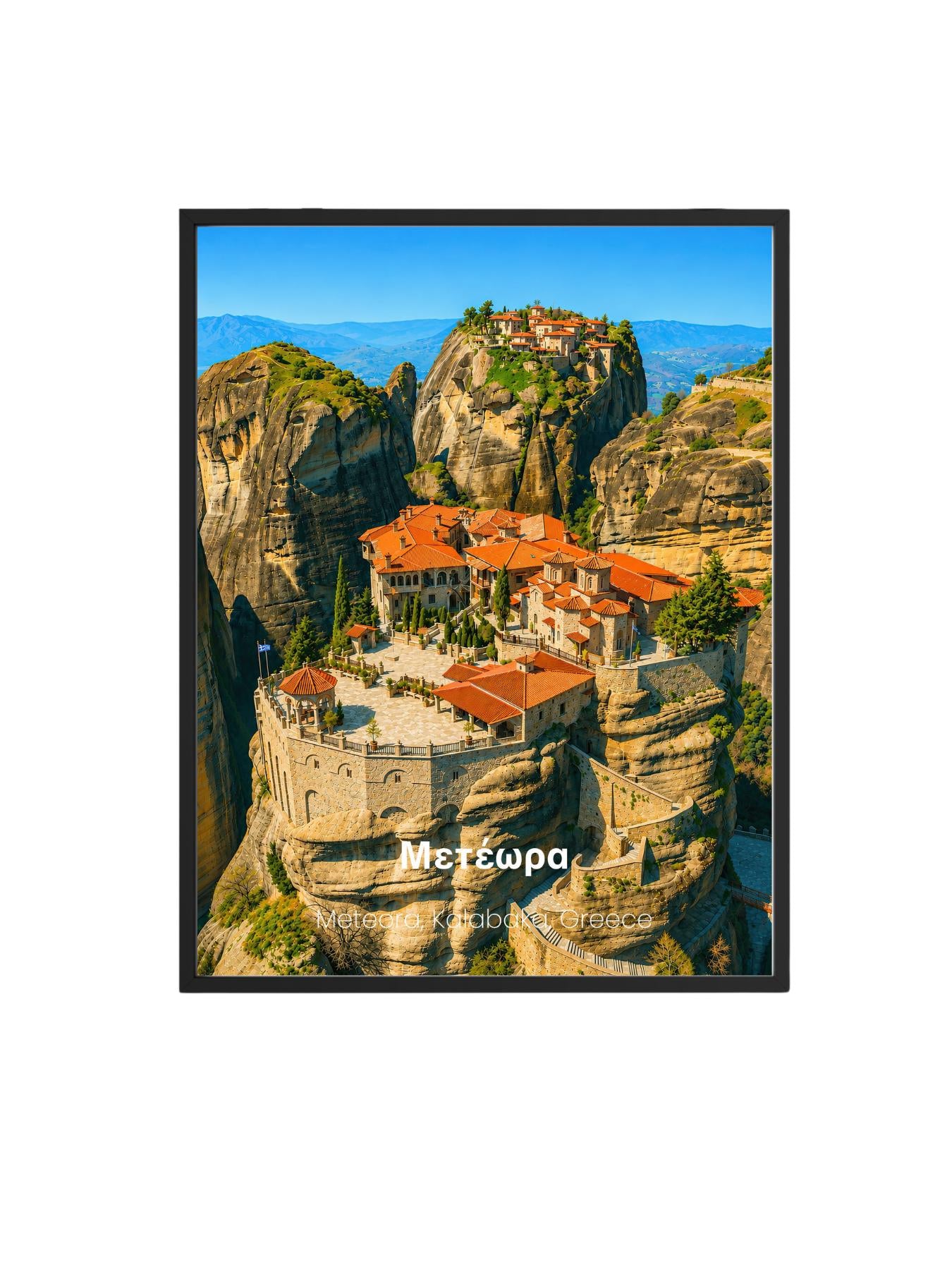 Meteora Kalabaka Greece Wall Art Print - UNESCO World Heritage Travel Poster