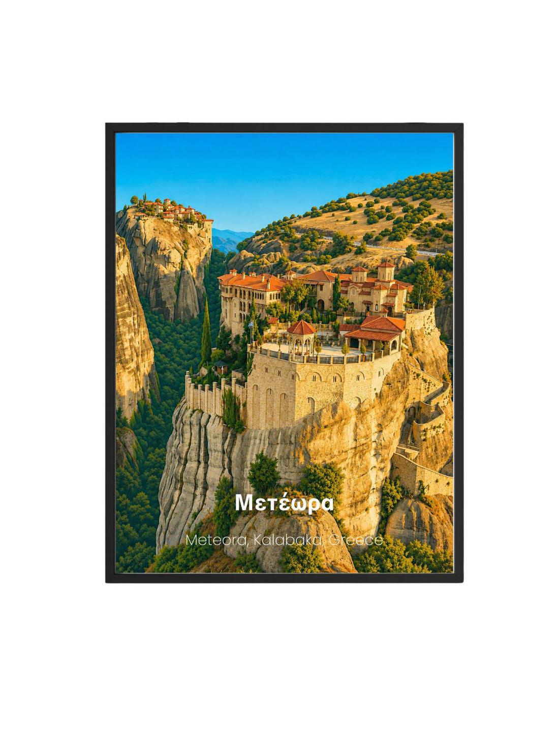 Meteora Kalabaka Greece Wall Art Print - UNESCO World Heritage Travel Poster