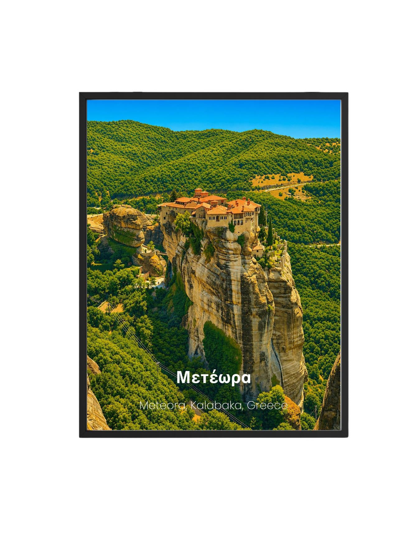 Meteora Kalabaka Greece Wall Art Print - UNESCO World Heritage Travel Poster