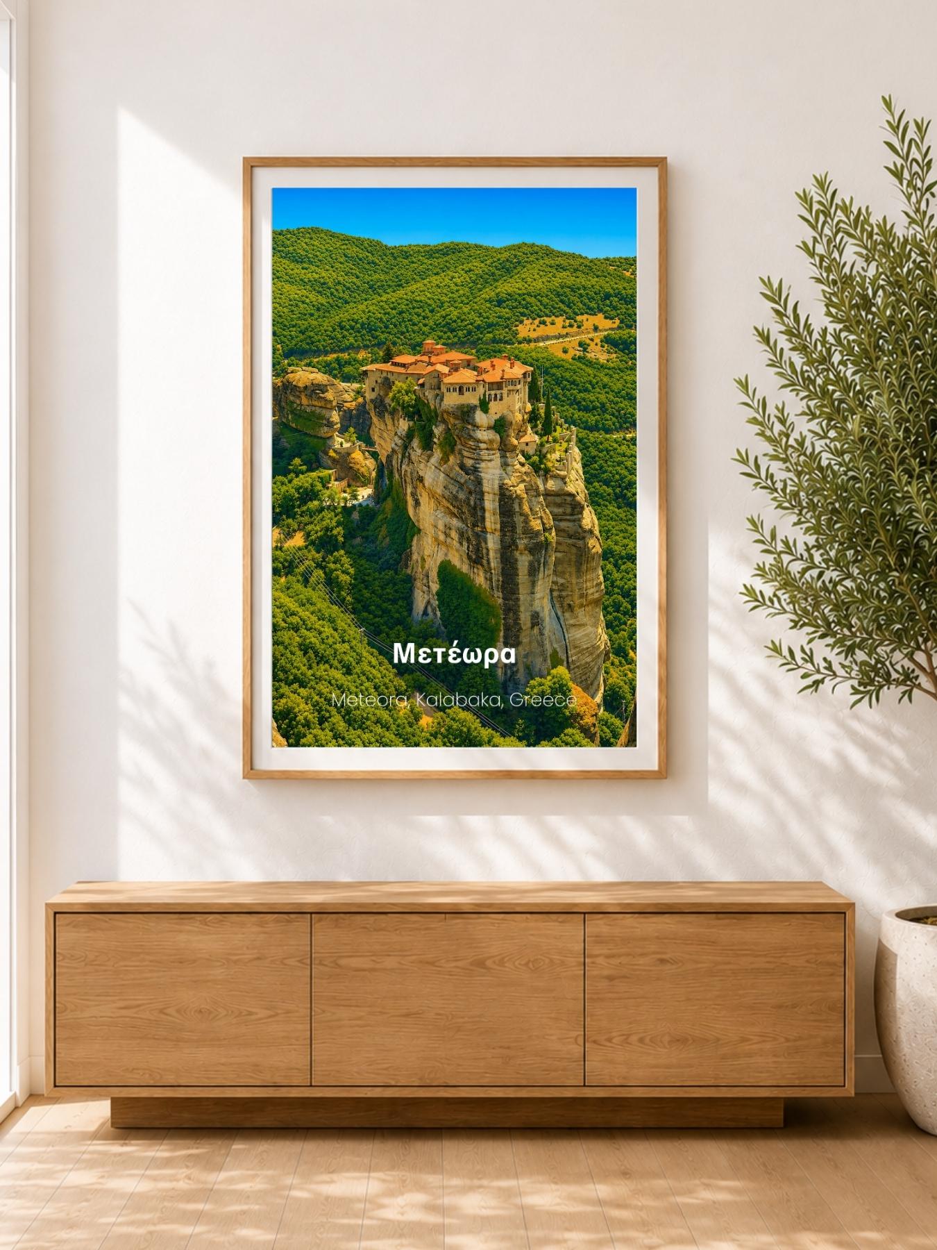 Meteora Kalabaka Greece Wall Art Print - UNESCO World Heritage Travel Poster