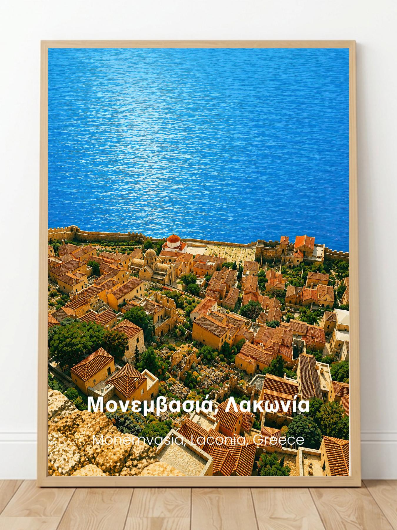 Monemvasia Laconia Greece Wall Art Print - Greek Island Travel Poster