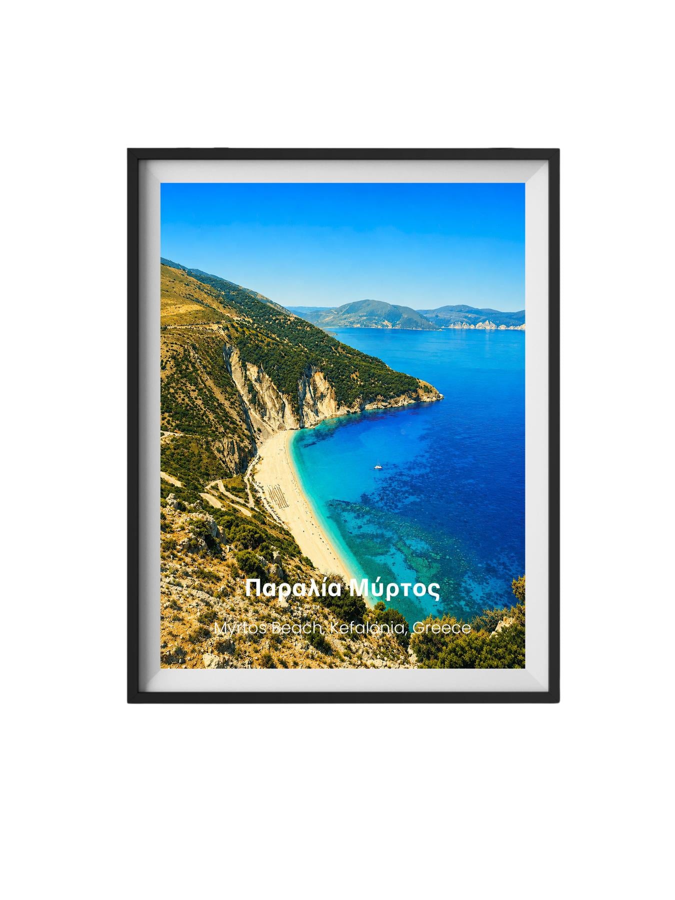Myrtos Beach Kefalonia Wall Art Print - Greek Island Travel Poster