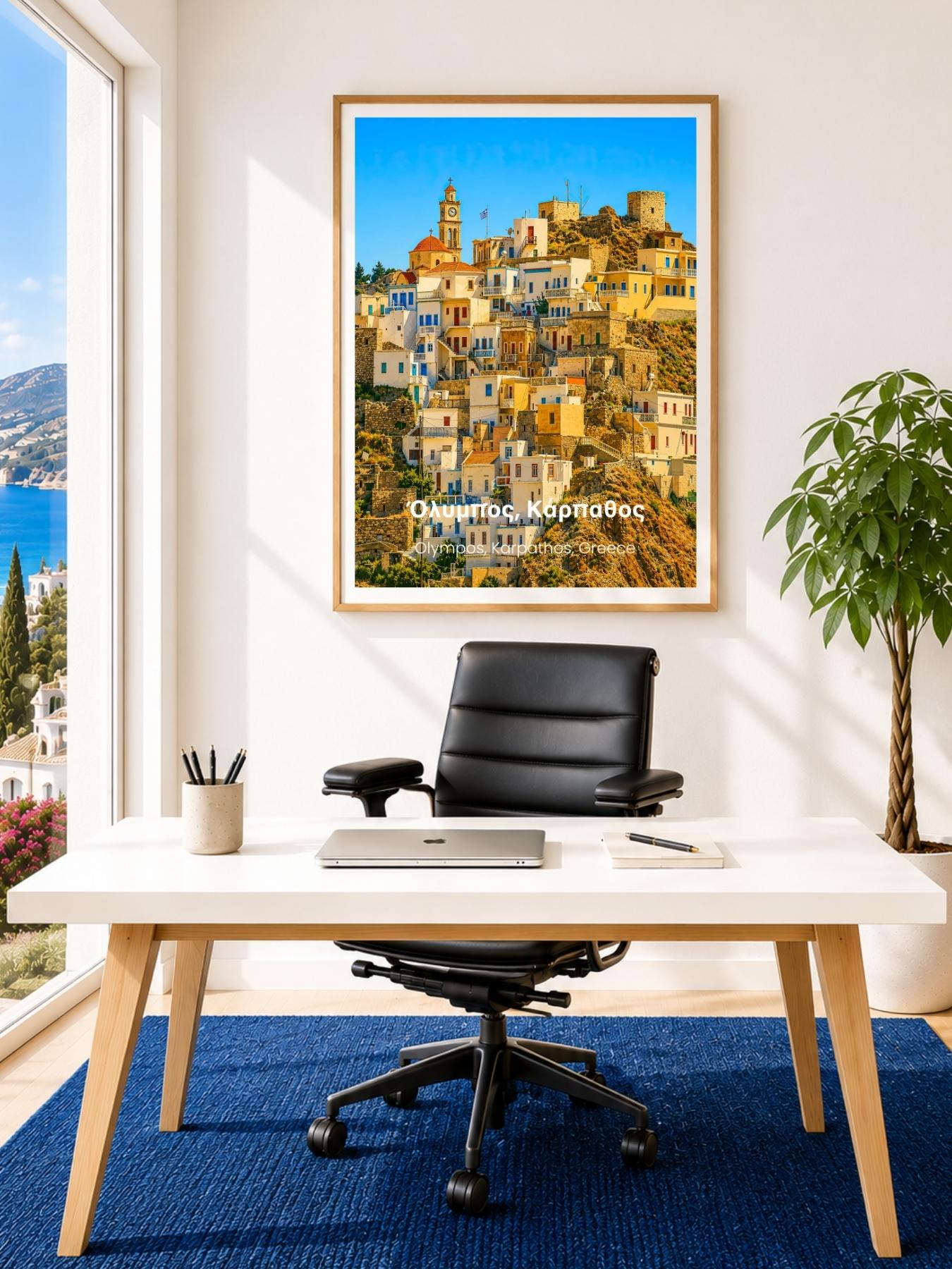 Olympos Karpathos Wall Art Print - Greek Wall Decor Travel Poster
