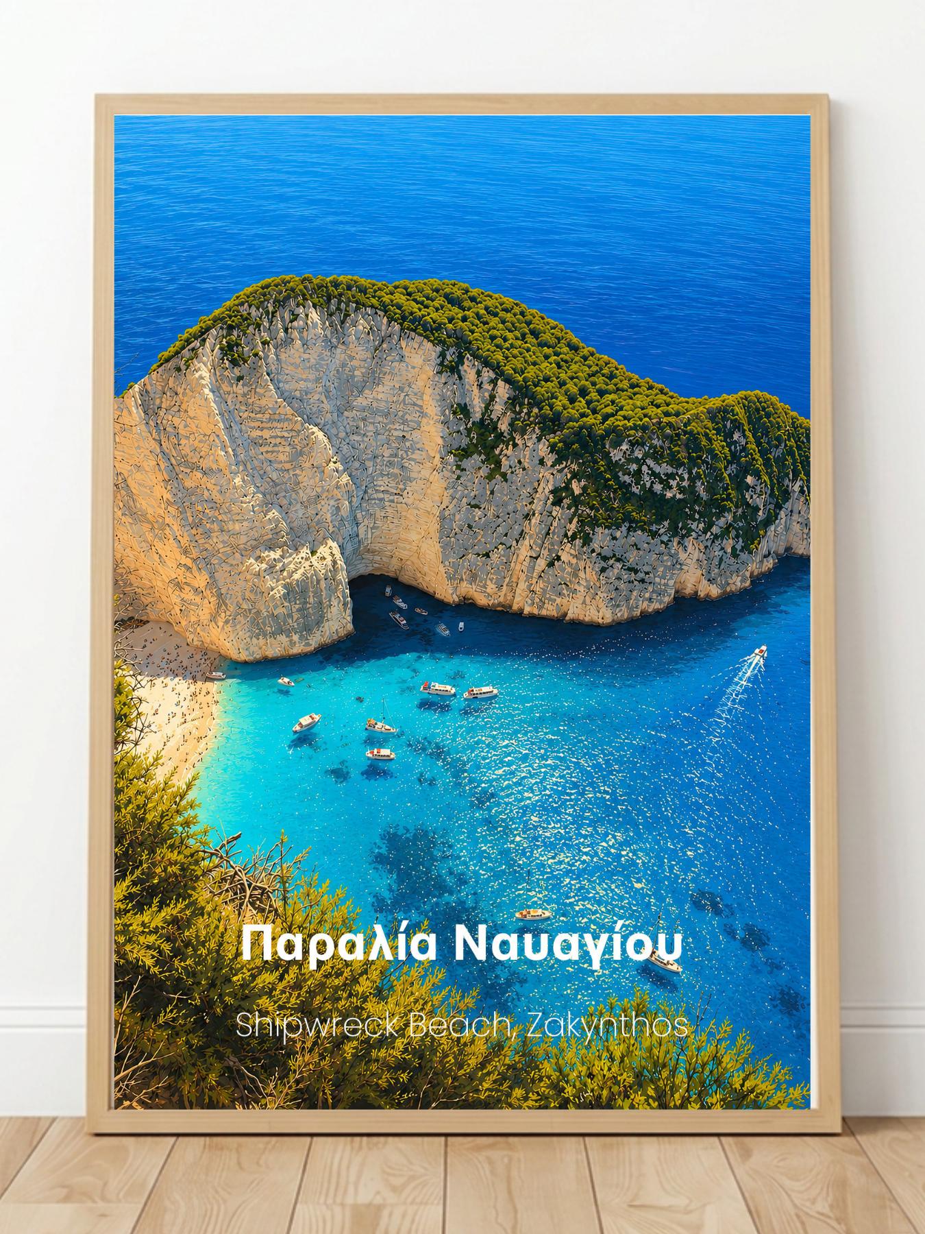 Navagio Beach Zakynthos Wall Art Prints - Shipwreck Beach Travel Poster