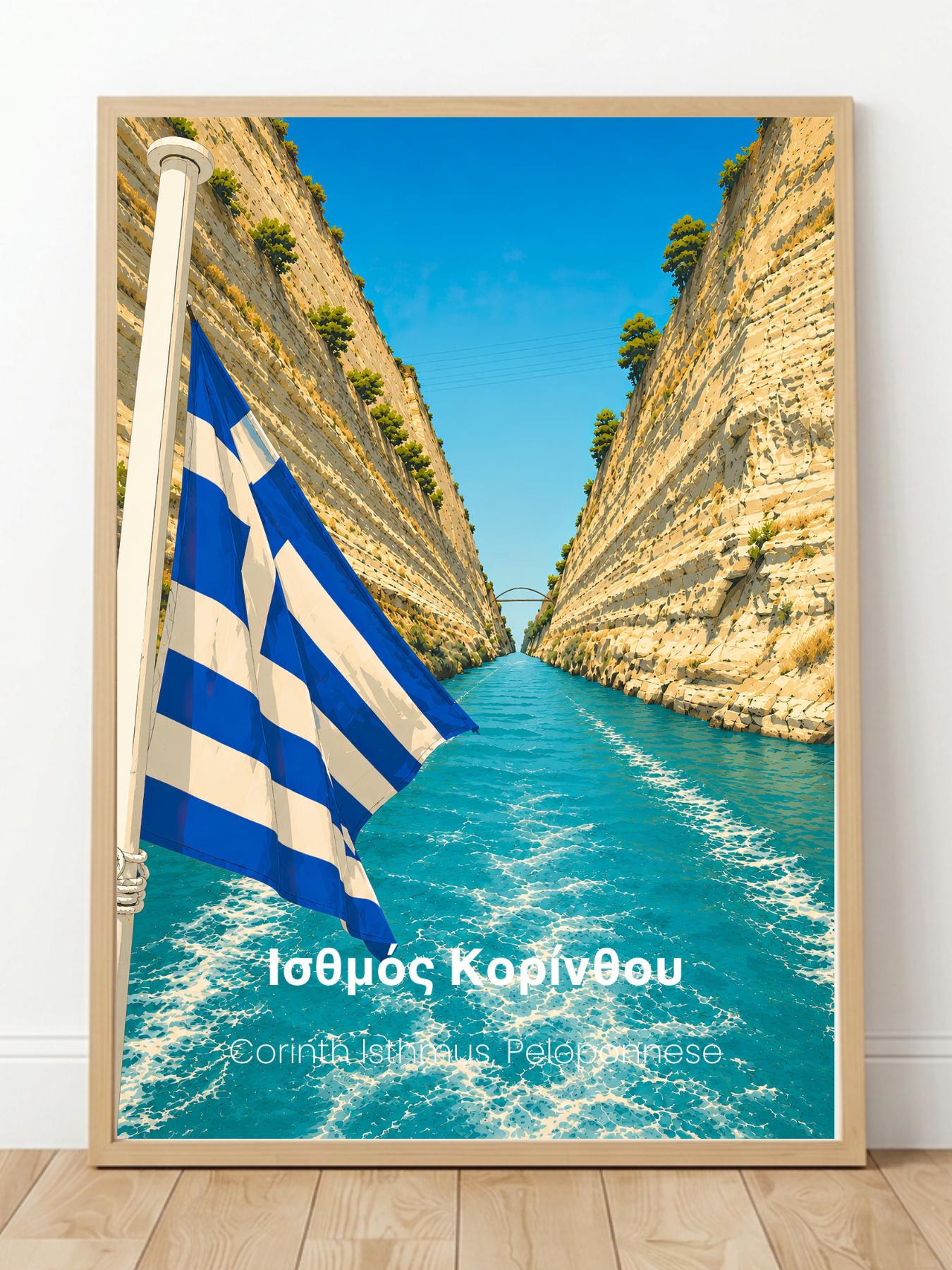 Acrocorinth Greece Wall Art Print - Corinth Isthmus Travel Poster
