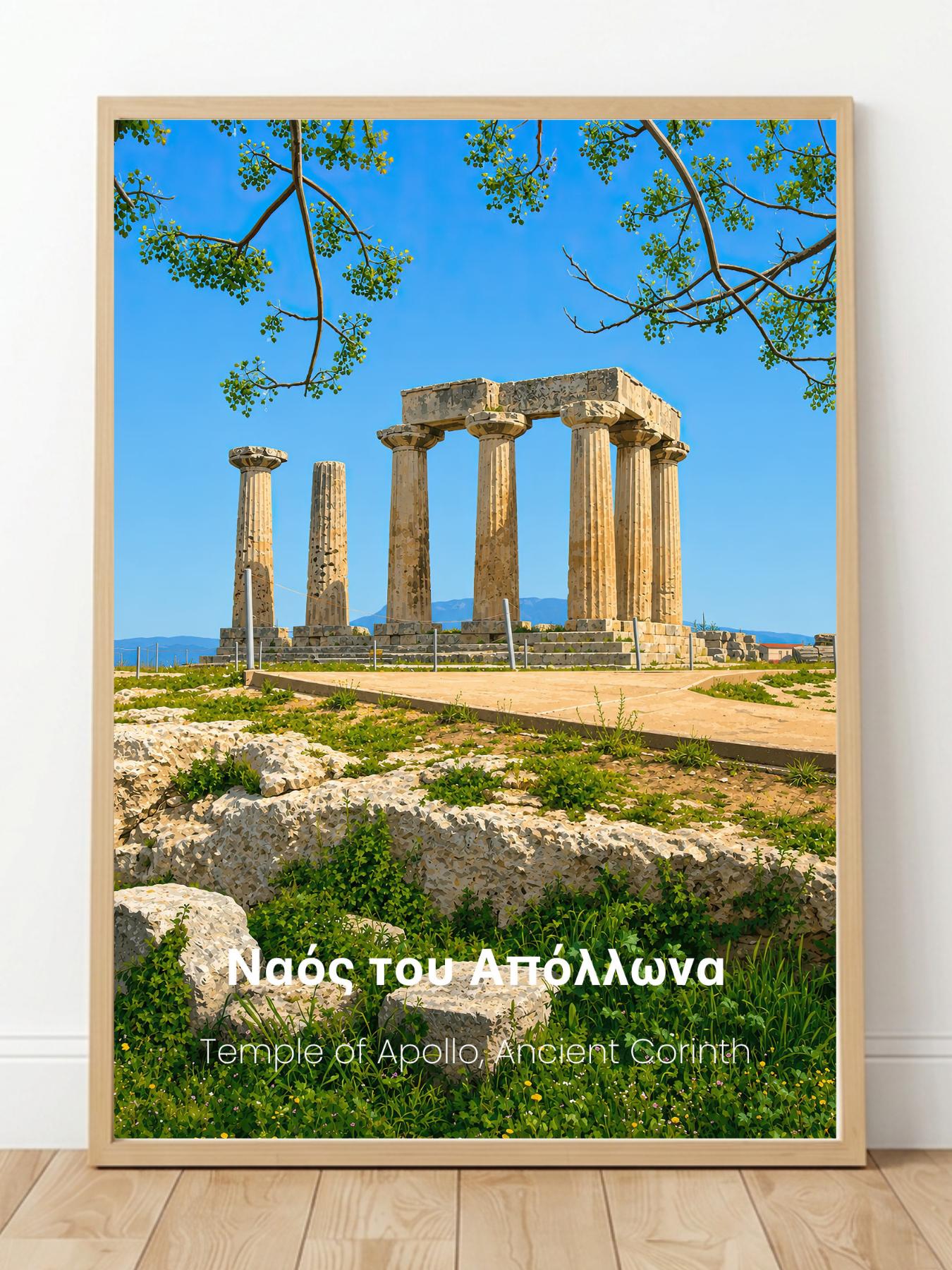 Acrocorinth Greece Wall Art Print - Corinth Isthmus Travel Poster