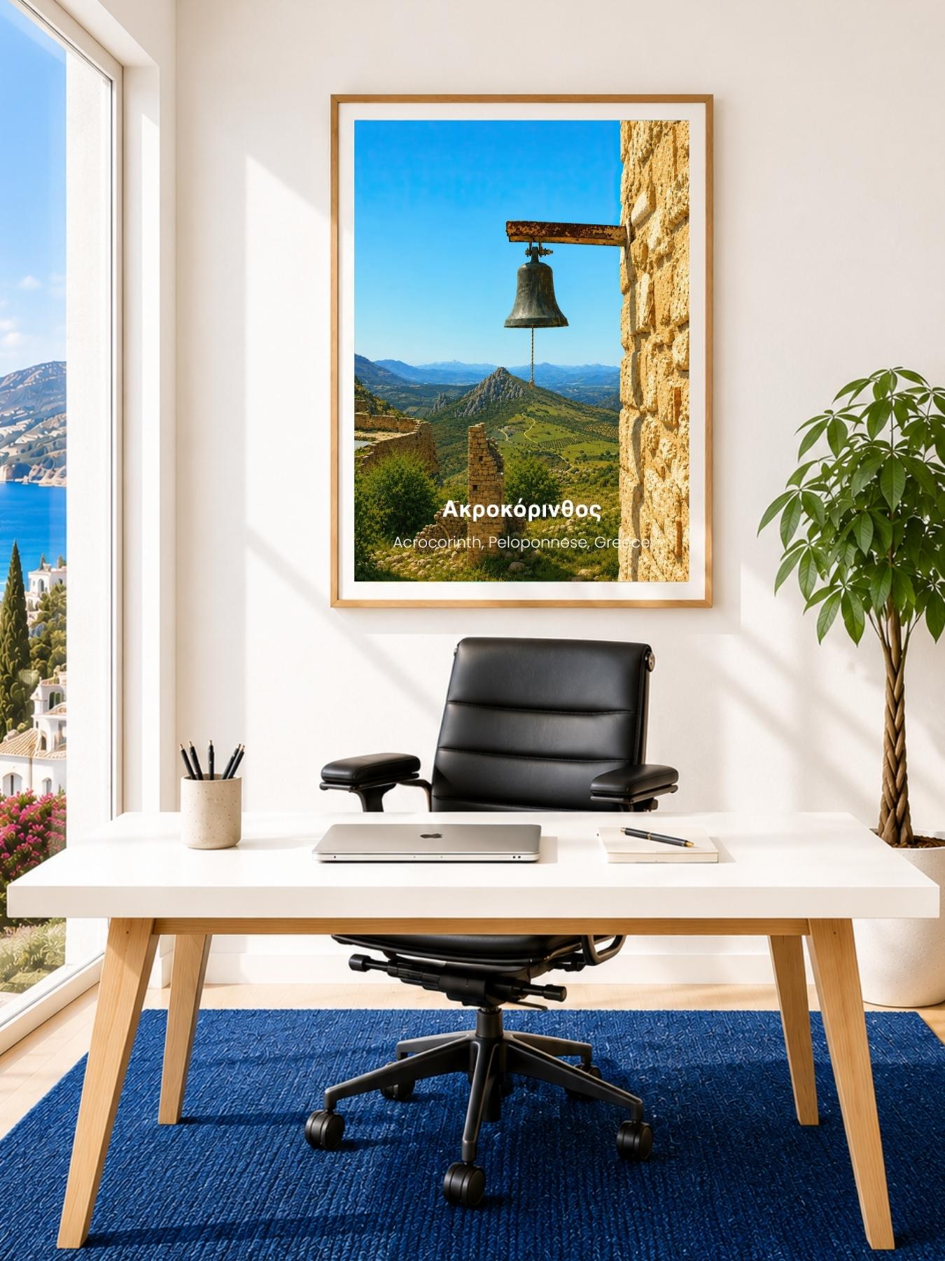 Acrocorinth Greece Wall Art Print - Corinth Isthmus Travel Poster