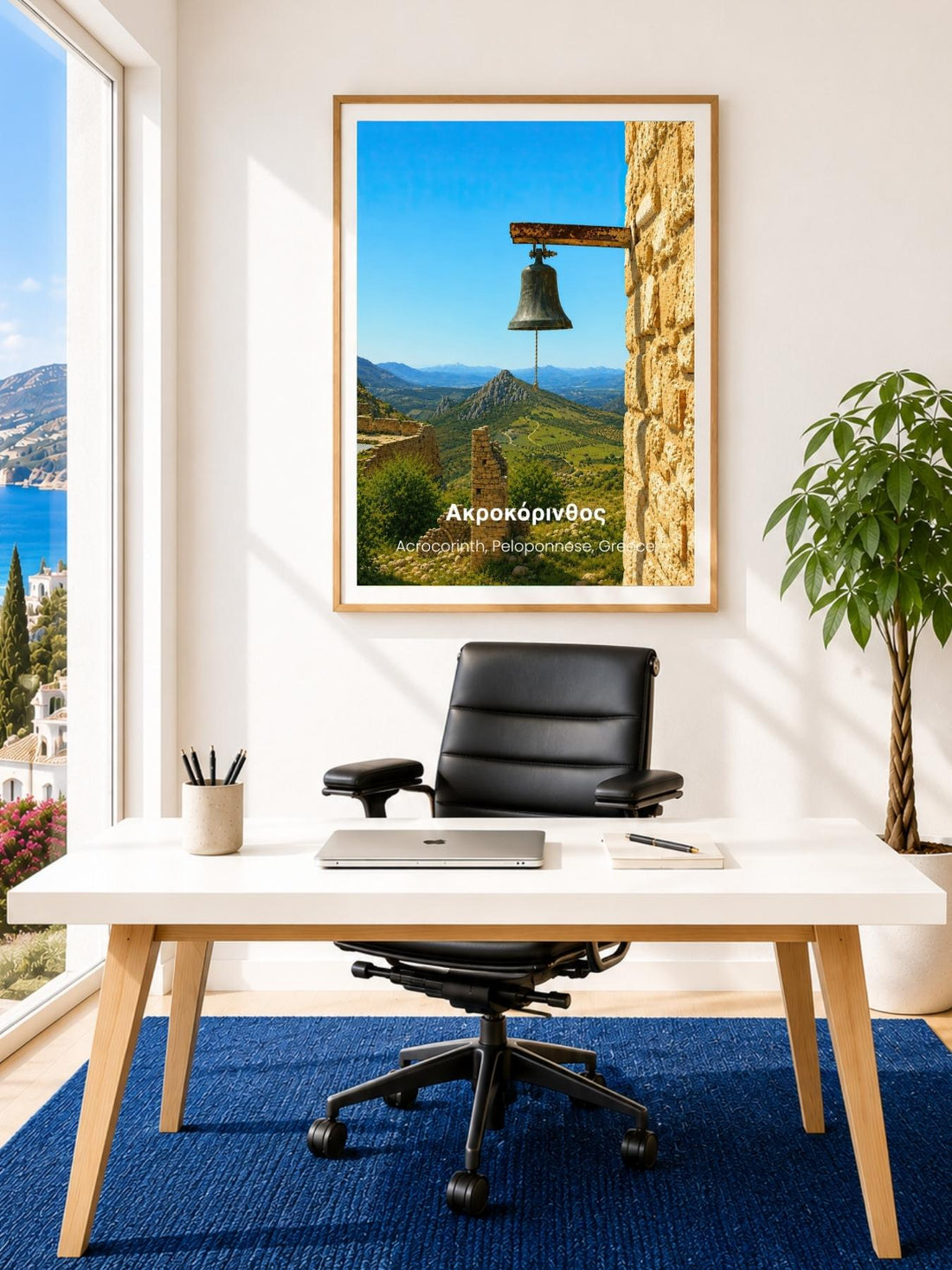 Acrocorinth Greece Wall Art Print - Corinth Isthmus Travel Poster