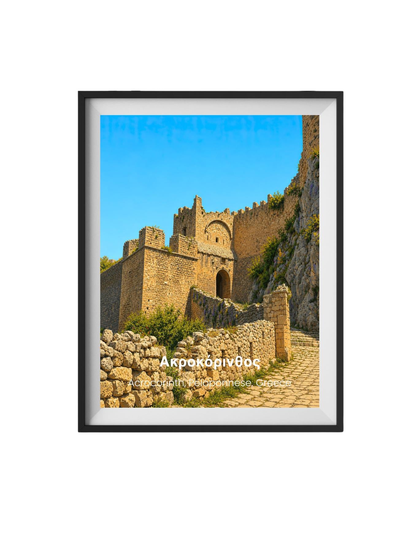 Acrocorinth Greece Wall Art Print - Corinth Isthmus Travel Poster
